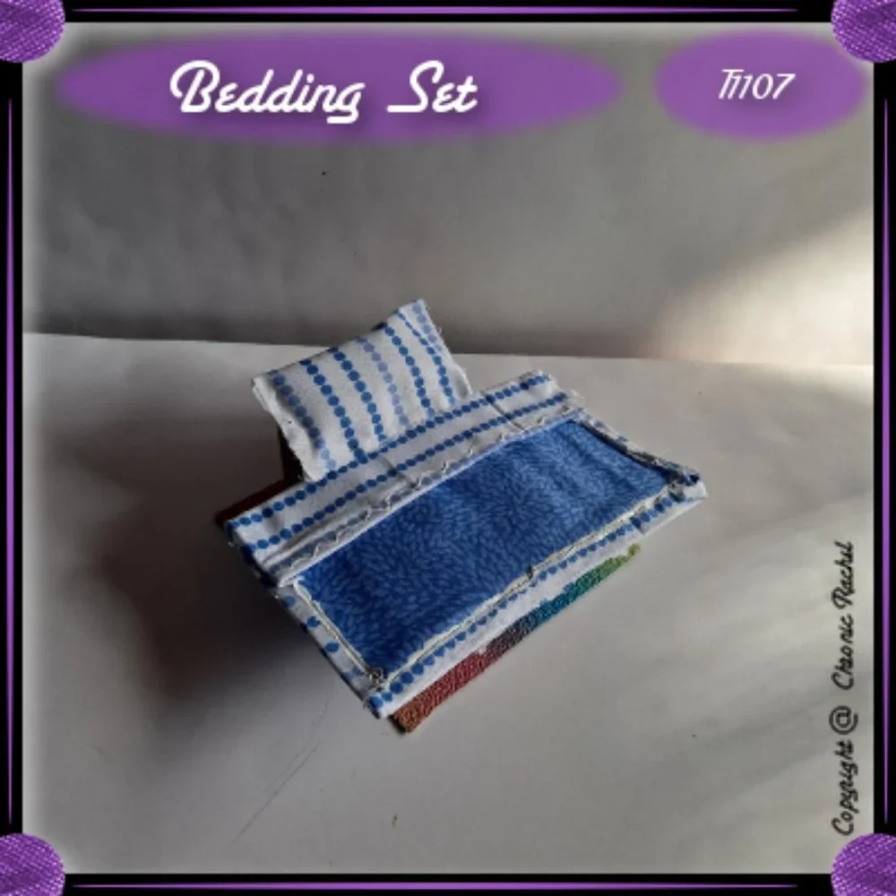 4-Pack Blue Bedding & Faux Rainbow Leather Flooring